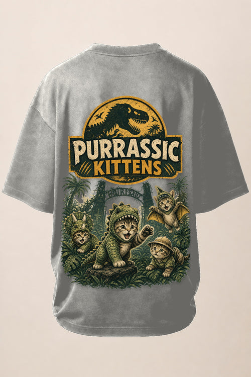 VYRO Purrassic Kittens professional oversized back print mockup - White