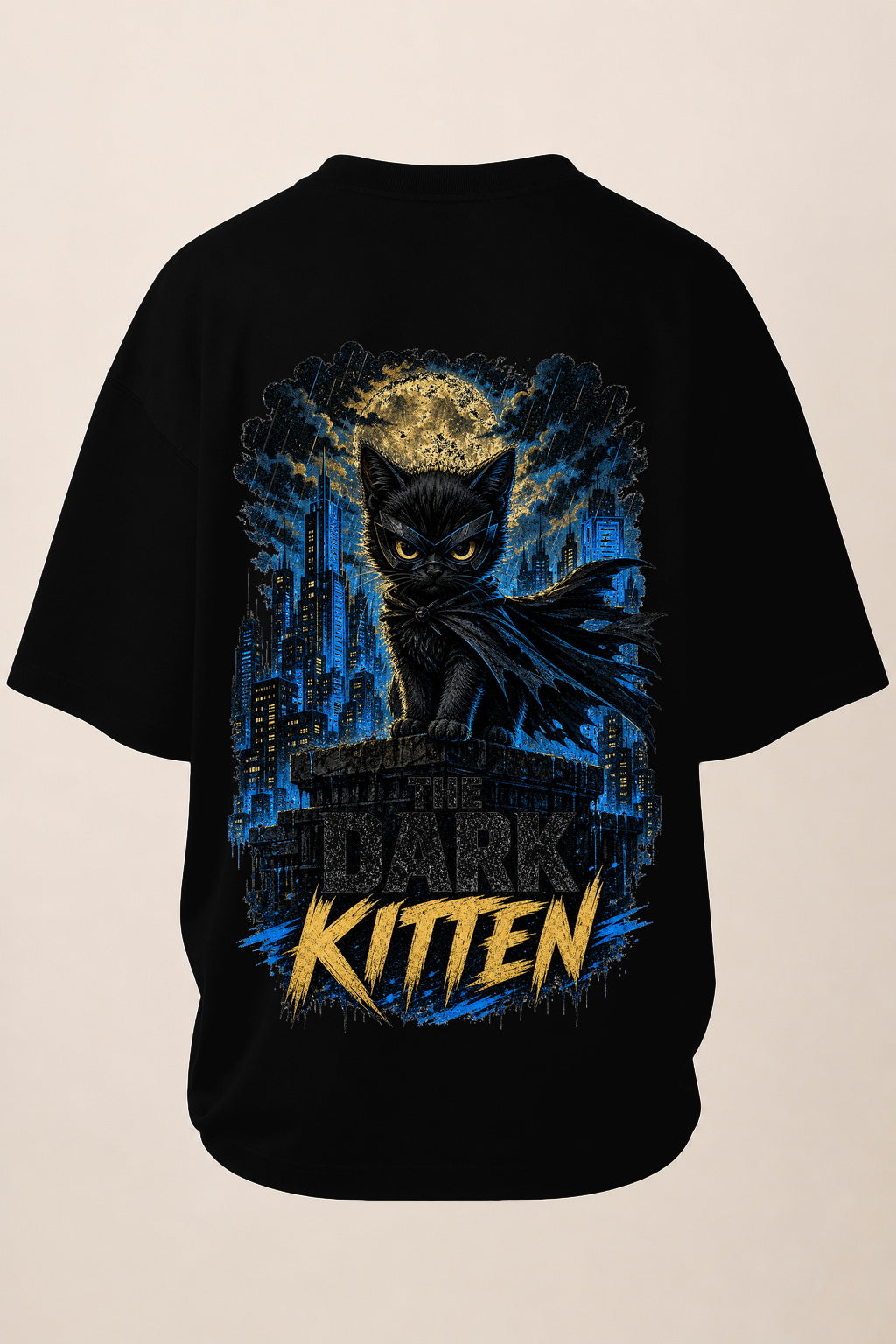 VYRO The Dark Kitten professional oversized back print mockup - Black