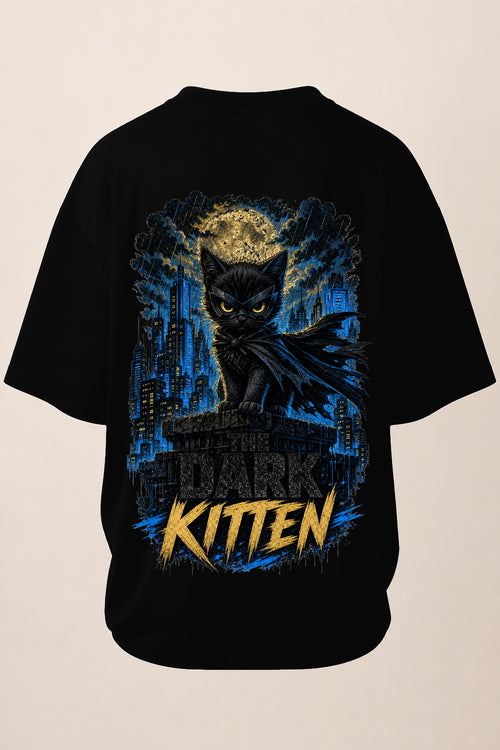 VYRO The Dark Kitten professional oversized back print mockup - Black