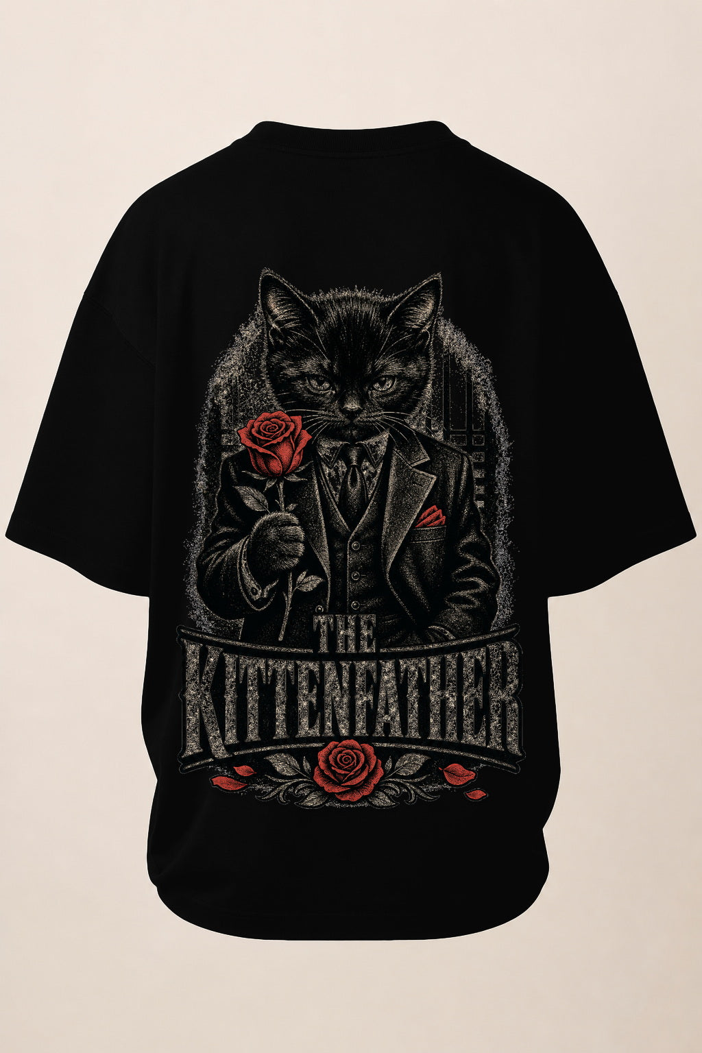VYRO The Kittenfather professional oversized back print mockup - Black