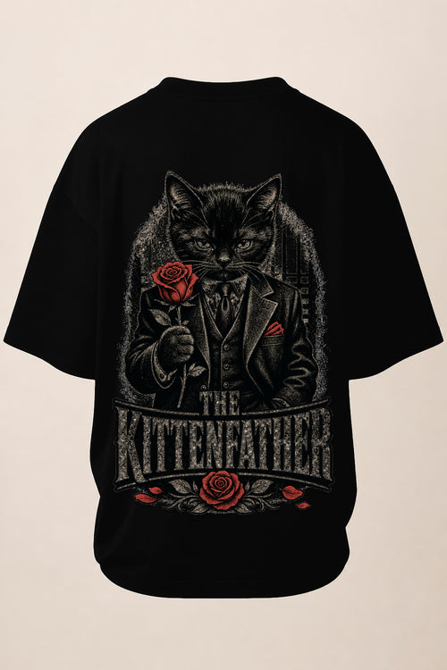 VYRO The Kittenfather professional oversized back print mockup - Black