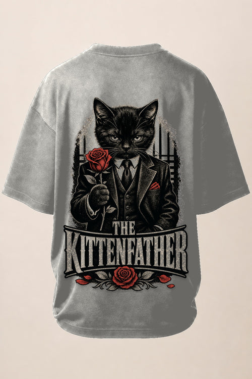 VYRO The Kittenfather professional oversized back print mockup - White